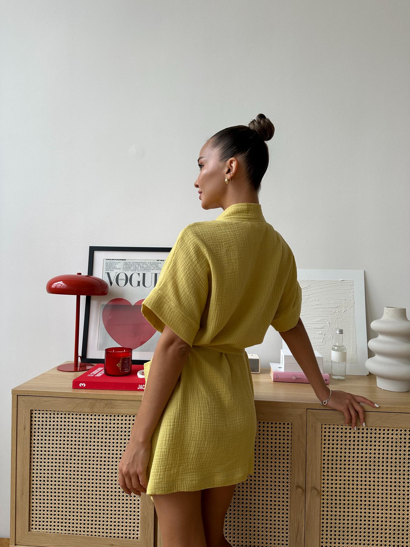 Халат женский COSY Hawaii из муслина L Горчица (M21) - фото 2