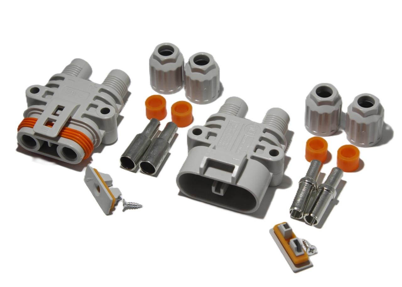 Разъем питания силовой герметичный 2pin 120А комплект Серый (2459817457) - фото 6