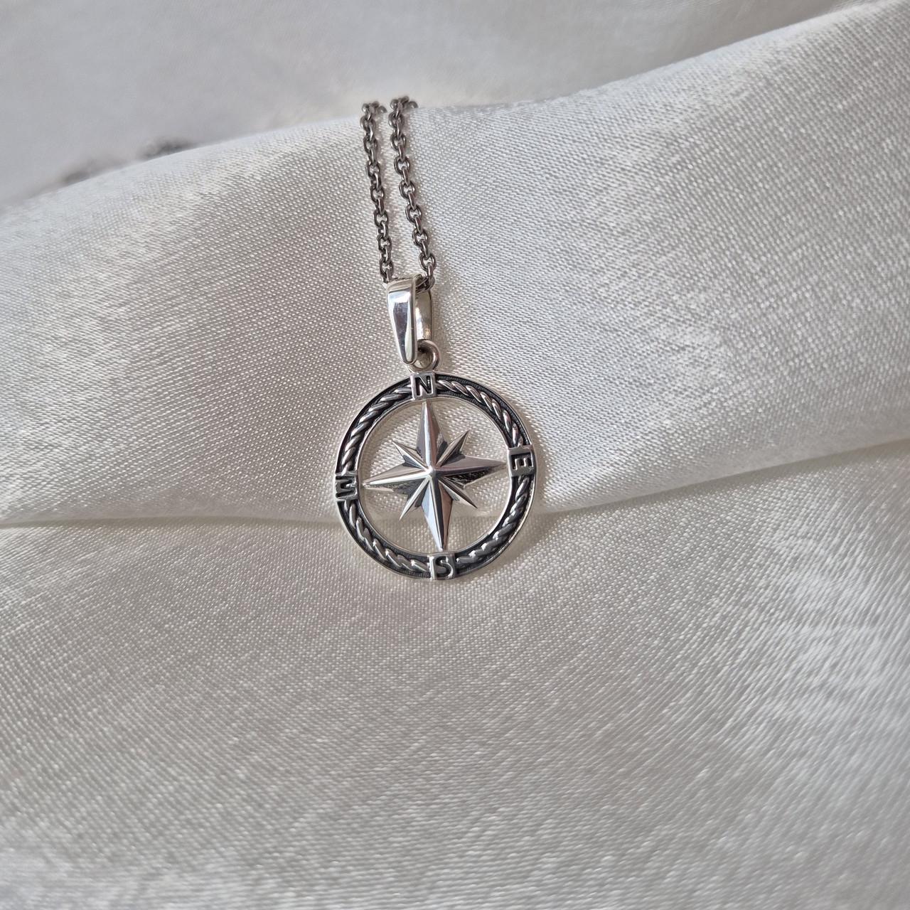 Подвеска оберег амулет компас черненное серебро 925 пробы 3,06 г (им003ч)