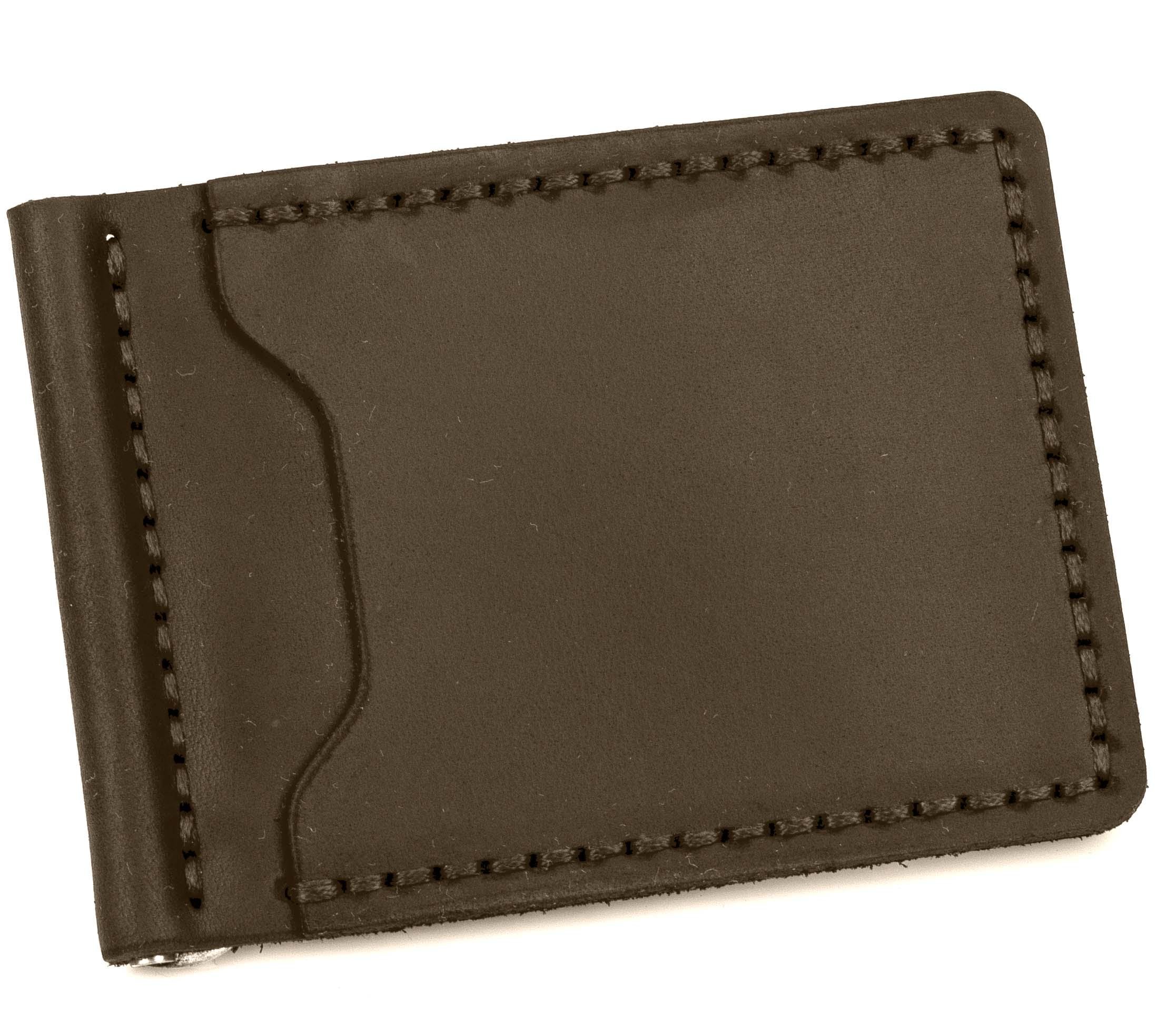 Зажим для купюр и карт из натуральной кожи Simple Темно-коричневый (11665106)