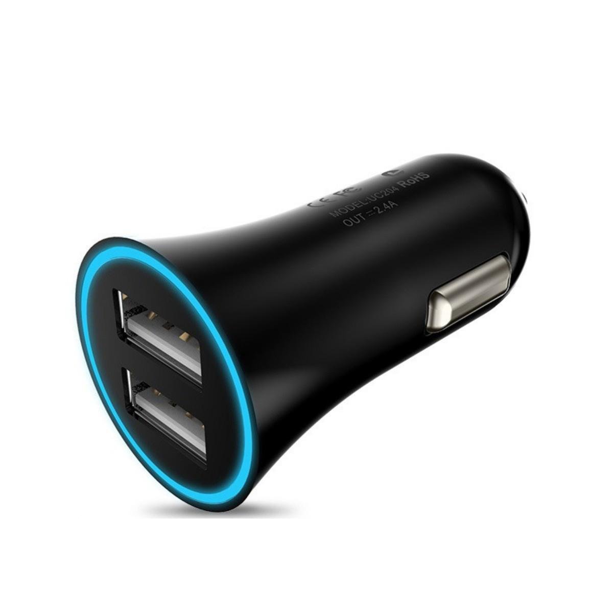 Зарядний пристрій автомобільний Hoco UC204 Car Charger 2 USB 2.4 A Black (01314)
