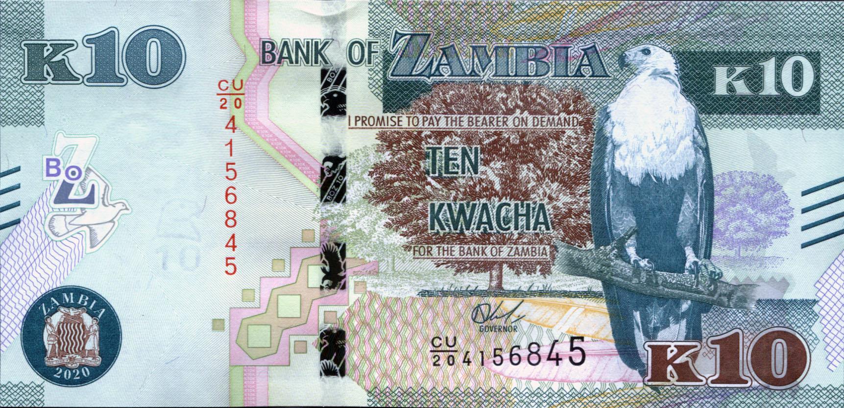 Коллекционная банкнота Замбия 2020 10 квач UNC