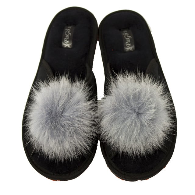 Капці домашні PaGo Пушок сірий 40 Чорний