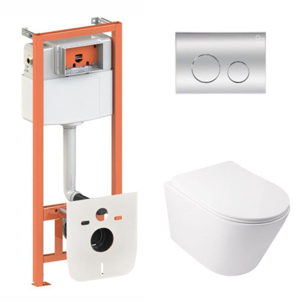 Комплект инсталляции Qtap Nest 4в1 унитаз подвесной Swan Ultra Quiet/круглая клавиша Chrome (24141727)