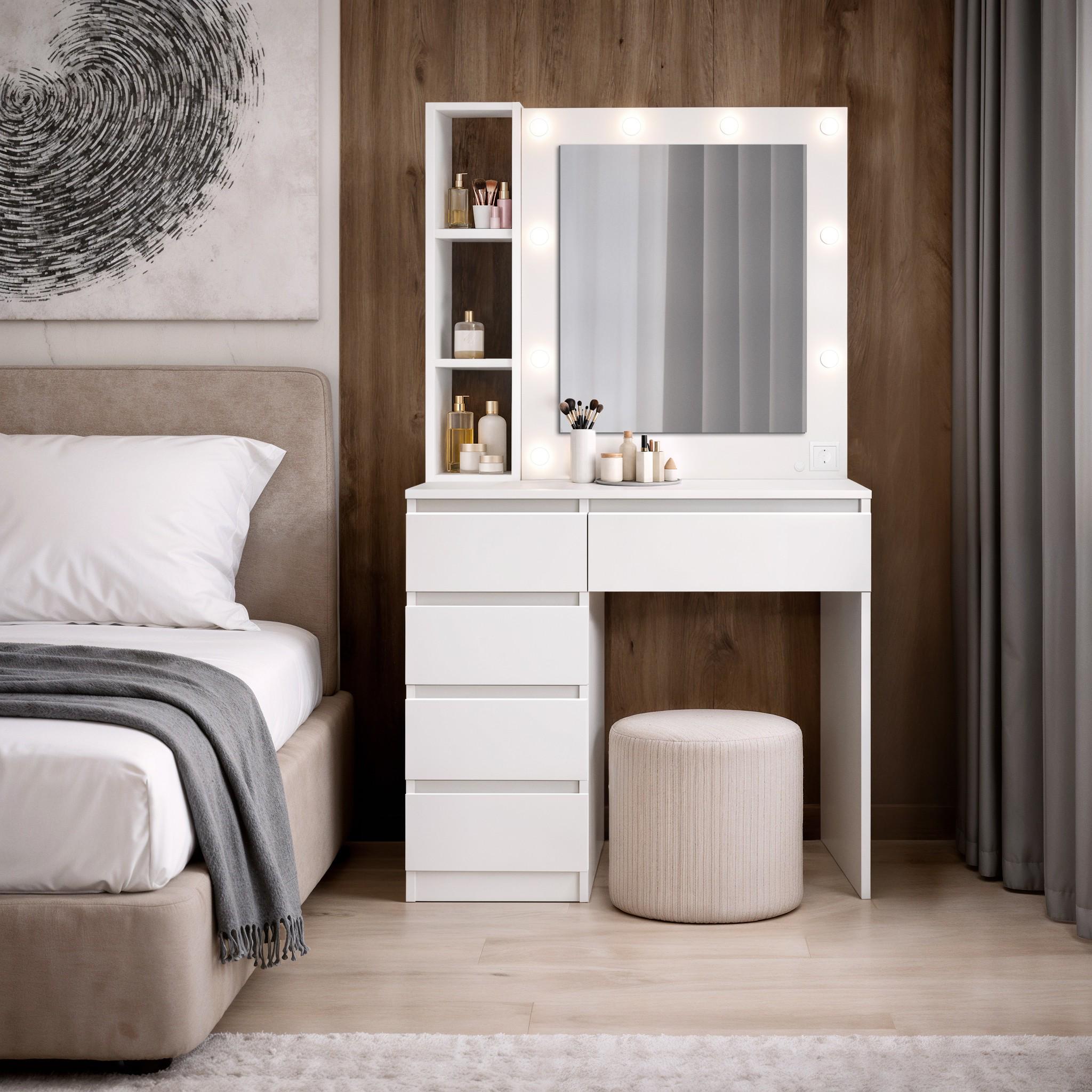 Туалетный столик с лампочками Visage №1 900х500х1600 мм Белый