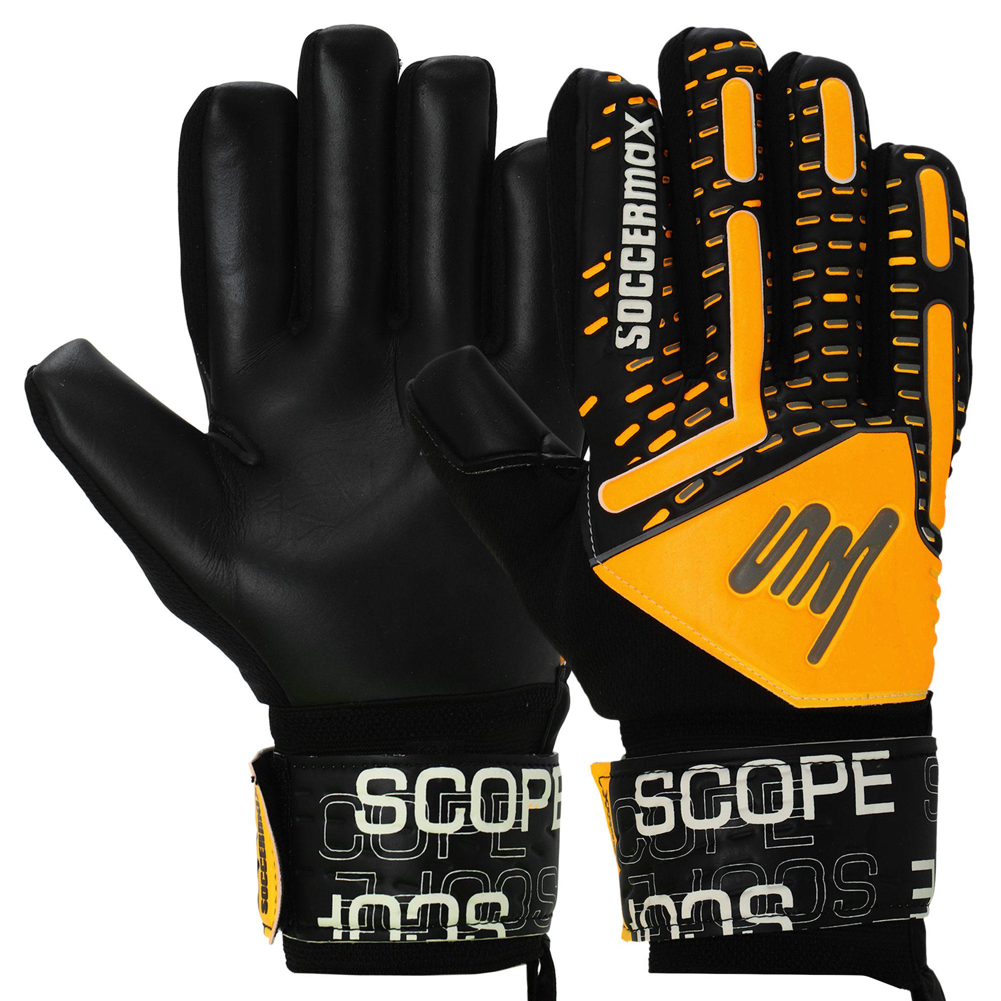 Рукавиці воротарські професійні із захистом пальців SOCCERMAX GK-4321 розмір 10 помаранчевий-чорний - фото 1