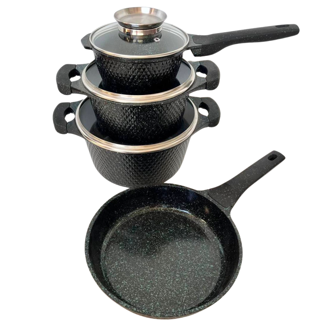 Набір посуду Higher Kitchen HK-315 з гранітним антипригарним покриттям 7 предметів Зелений (2484658918)