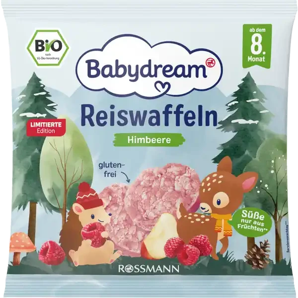 Рисовые лепешки Babydream со вкусом малины для детей с 8 месяцев 35 г