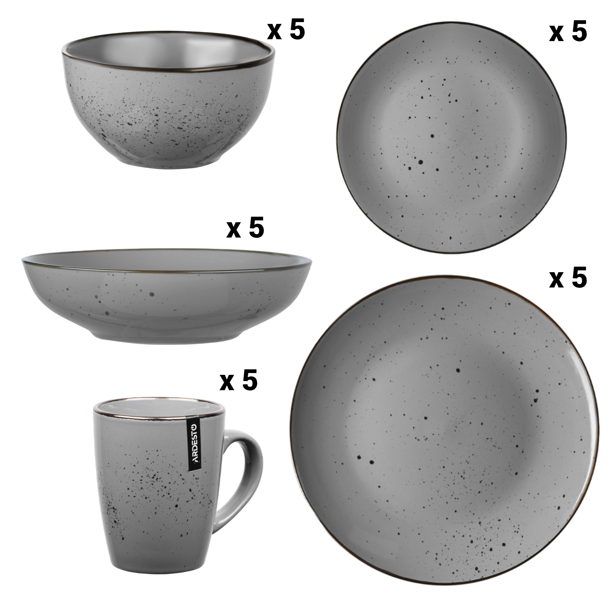 Сервиз столовой посуды Ardesto Bagheria 25 предметов 5 персон каменная керамика Серый - фото 3 Сервиз столовой посуды Ardesto Bagheria 25 предметов 5 персон каменная керамика Серый - фото 3