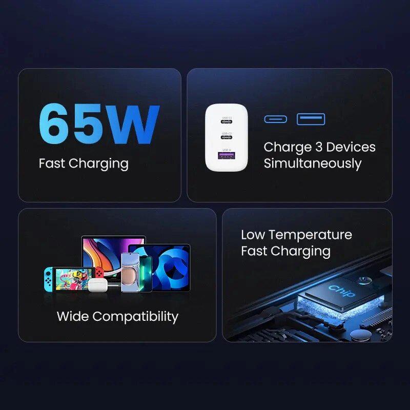 Зарядное устройство сетевое UGREEN PD 65W CD275 White (90496) - фото 2 Зарядное устройство сетевое UGREEN PD 65W CD275 White (90496) - фото 2