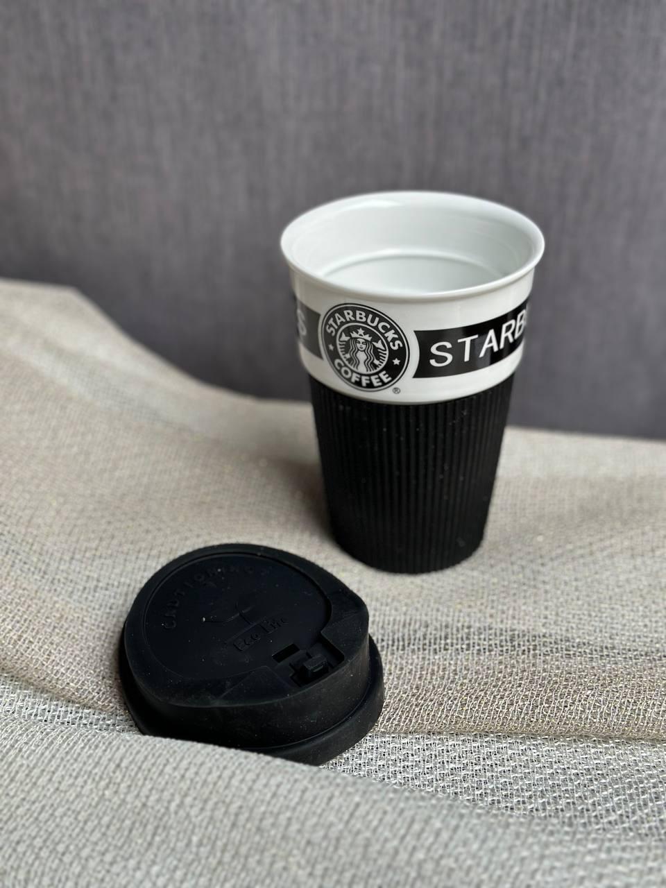 Стакан Starbucks керамический с силиконовой крышкой 350 мл Черный (02164-2)