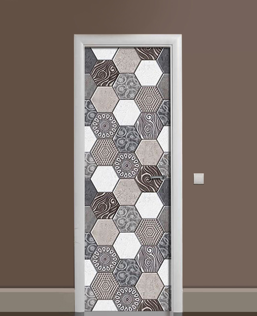 Наклейка 3D на двери Zatarga Графитовый гексагон 650х2000 мм виниловая (1323458851) Наклейка 3D на двери Zatarga Графитовый гексагон 650х2000 мм виниловая (1323458851)