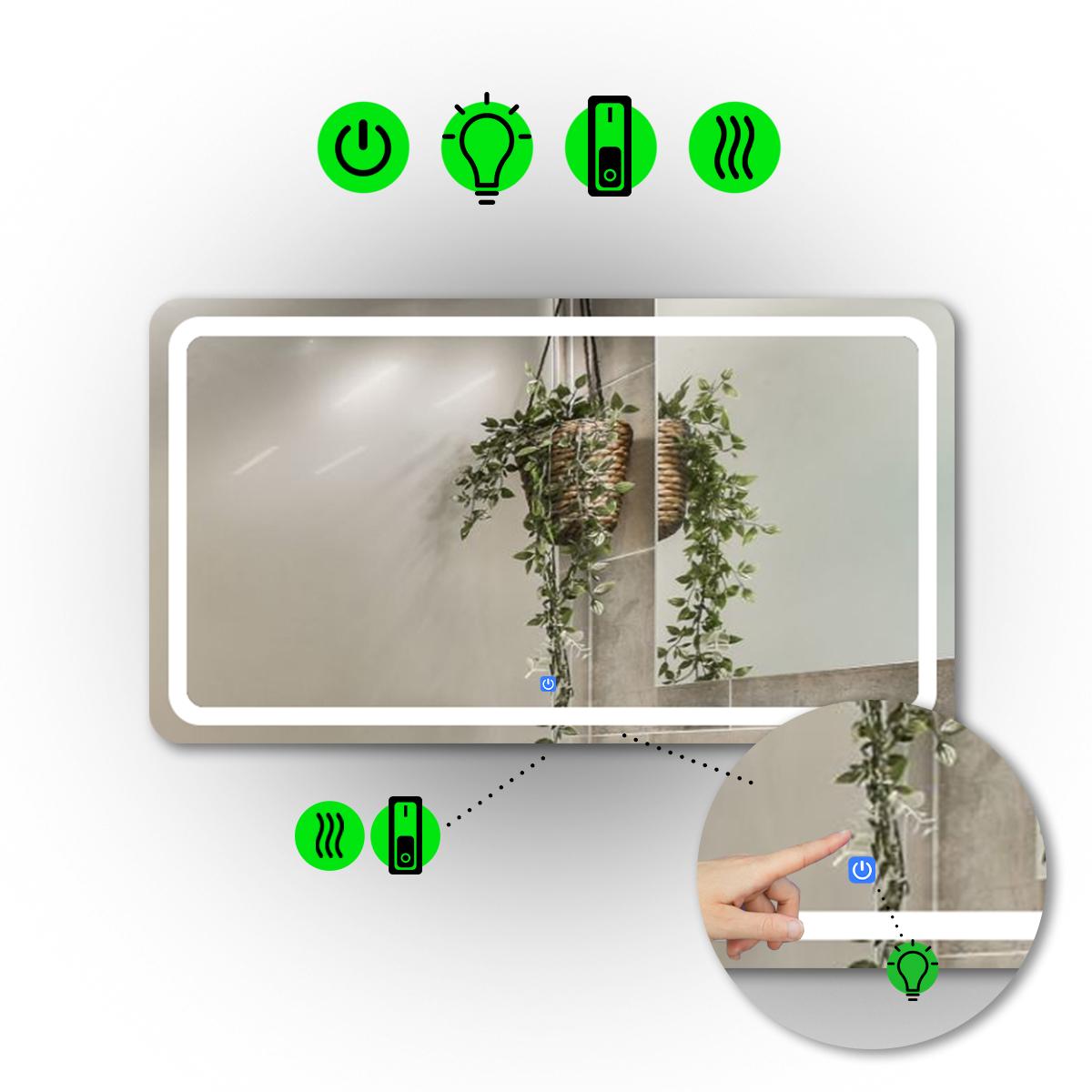 Зеркало с LED подсветкой Anvi с сенсорным и механическим включателем и подогревом 80x60 см (Anvi/800x600/1191/2/1)