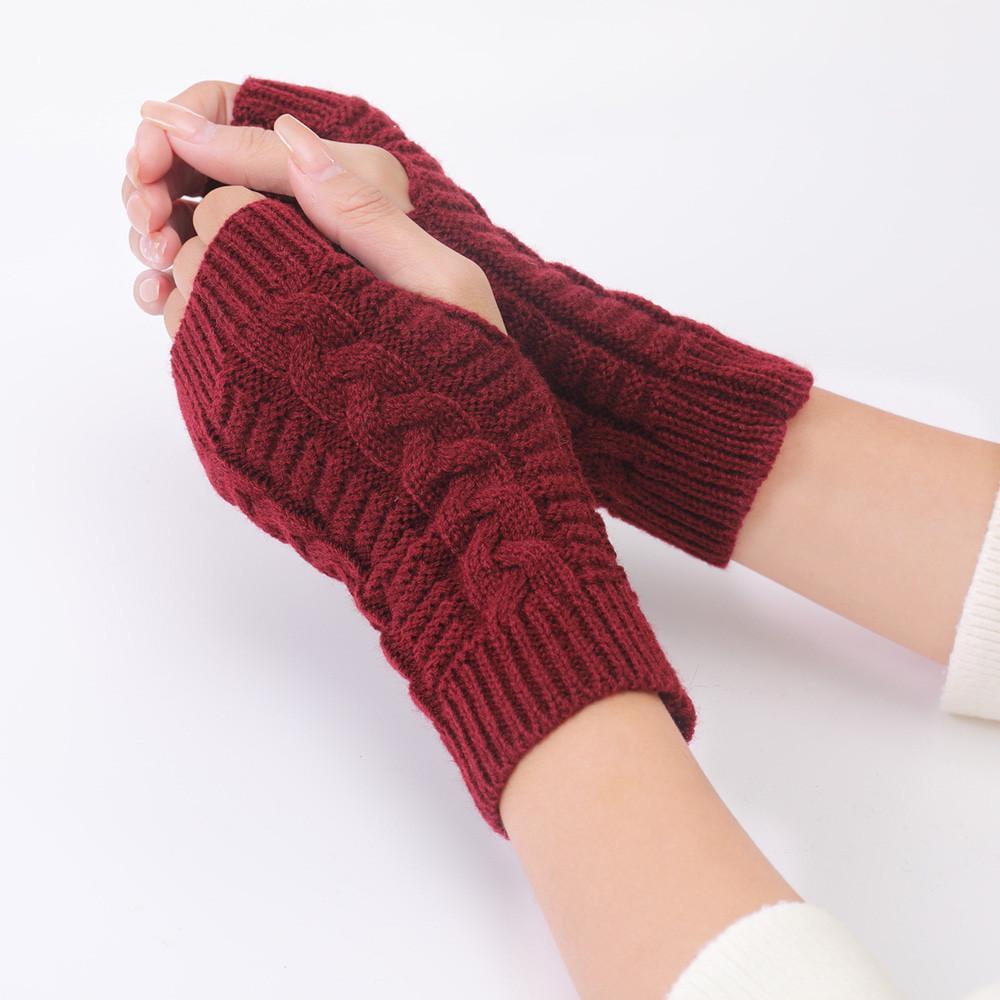 Митенки вязаные короткие One size Бордовый (2326) - фото 1