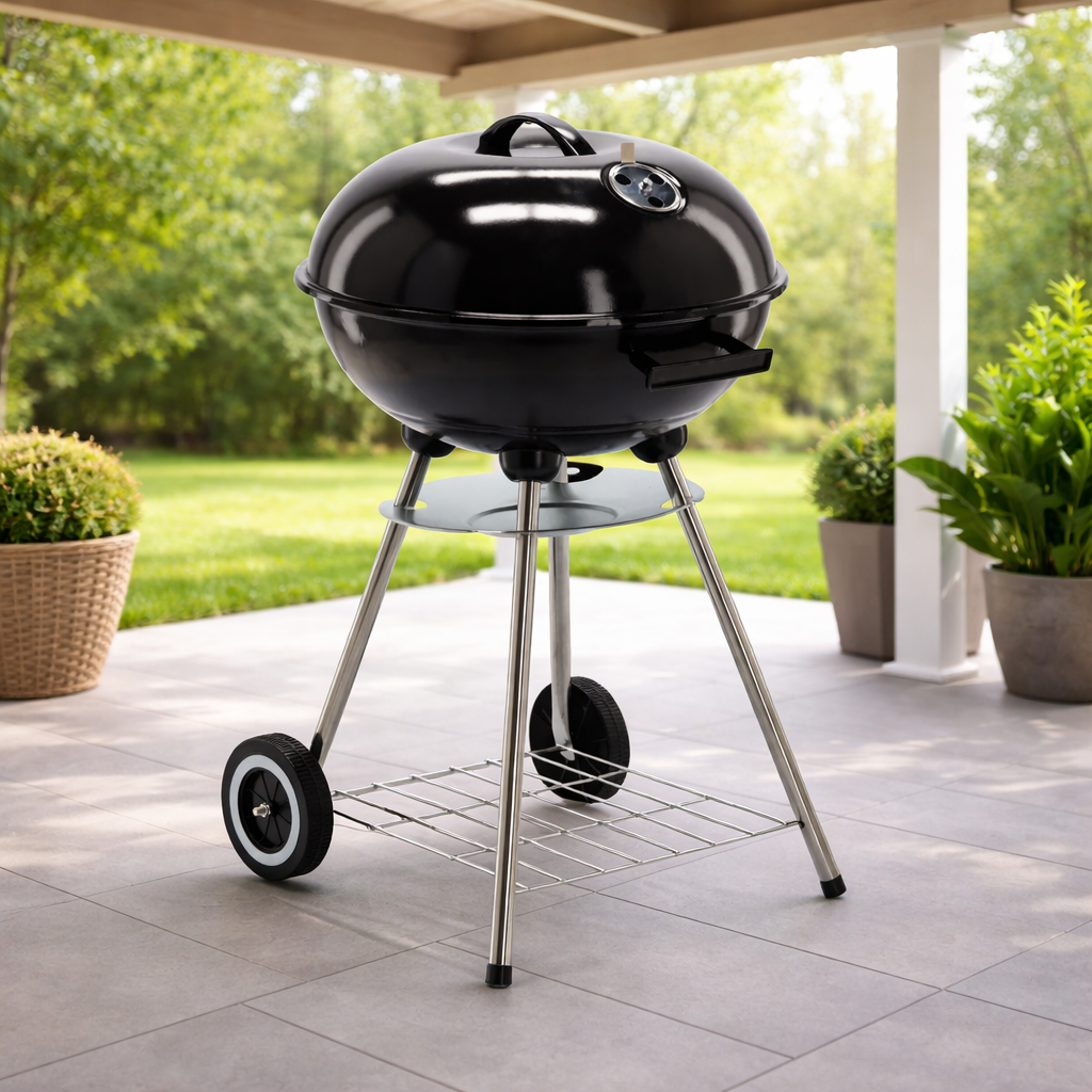 Гриль-барбекю вугільний Meeting BBQ5290 46x44x71 см BBQ з кришкою на колесах Чорний Гриль-барбекю вугільний Meeting BBQ5290 46x44x71 см BBQ з кришкою на колесах Чорний