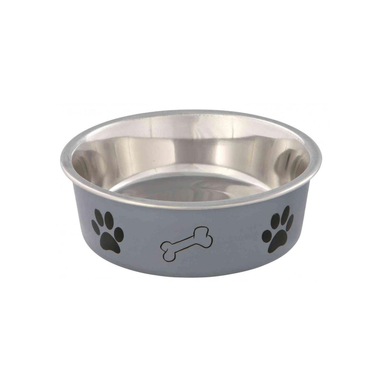 Миска Trixie для собак на резиновой основе металлическая с пластиковым покрытием 450 мл 14 см Серый (4011905252421)