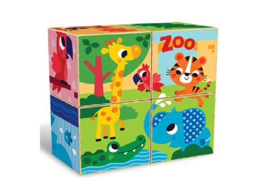 Кубики деревянные Colourful Zoo 4 шт. (228074)