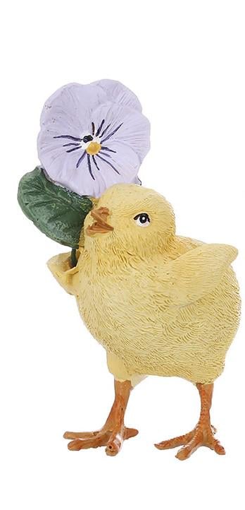 Фигурка декоративная BonaDi Цыпленок с фиалкой 10,6 см (838-542)