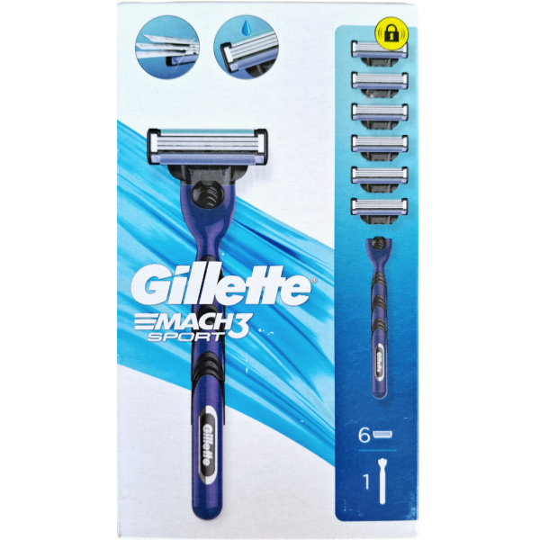 Станок для бритья мужской GILLETTE Mach3 Sport ручка 6 кассет