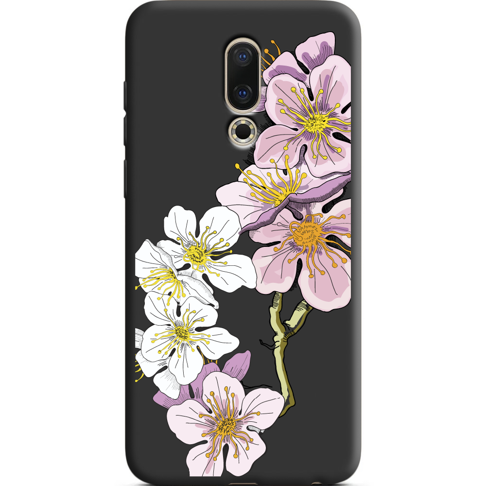 Чехол BoxFace Meizu 16 / 16X Cherry Blossom Черный силикон (35176-cc4-38941)