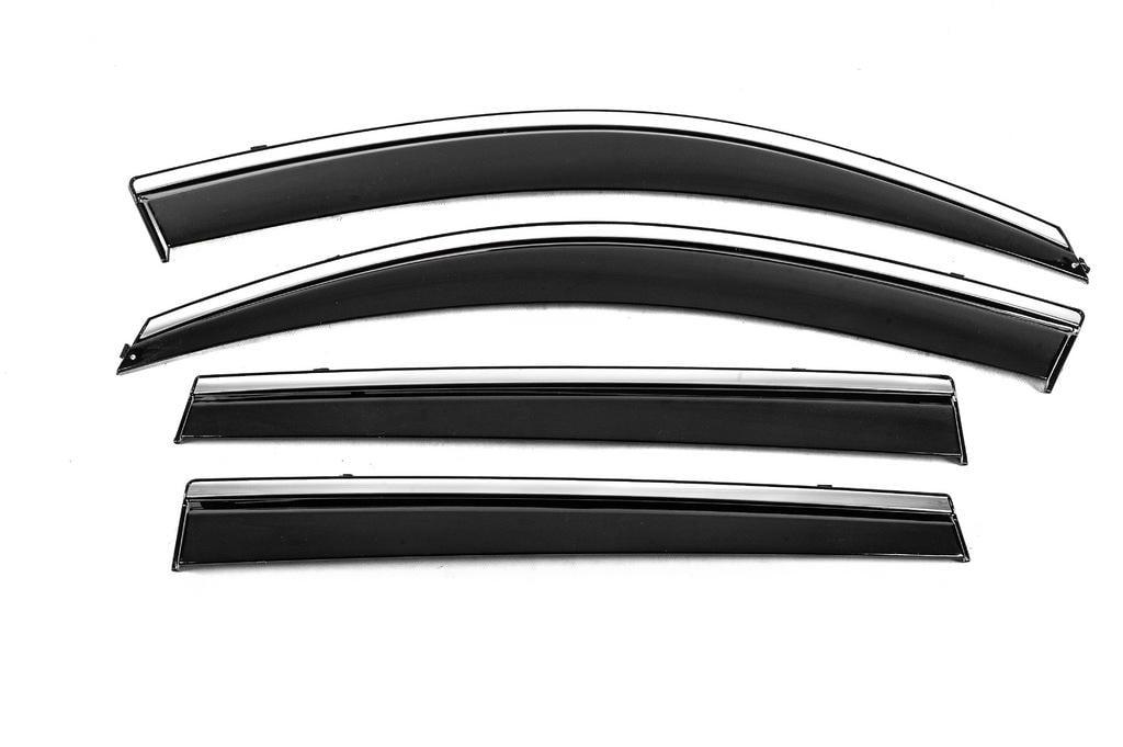 Ветровики с хромом Niken Luxury Long для Toyota Rav 4 2006-2013 гг. поликарбонат 4 шт. Черный (129986)