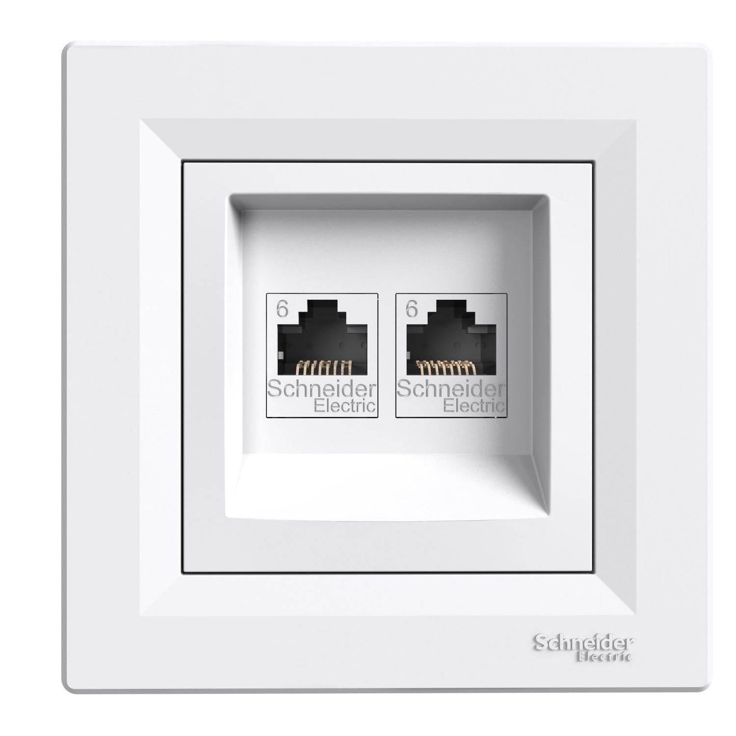 Розетка компьютерная Schneider Electric Asfora RJ45 кат. 6 UTP двойная Белый (EPH4800121)