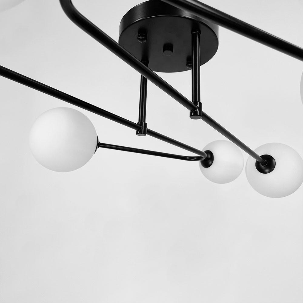 Люстра стельова з вигнутими ріжками на 6 ламп Чорний (YQ 317/6 BK+WT) - фото 3 Люстра стельова з вигнутими ріжками на 6 ламп Чорний (YQ 317/6 BK+WT) - фото 3