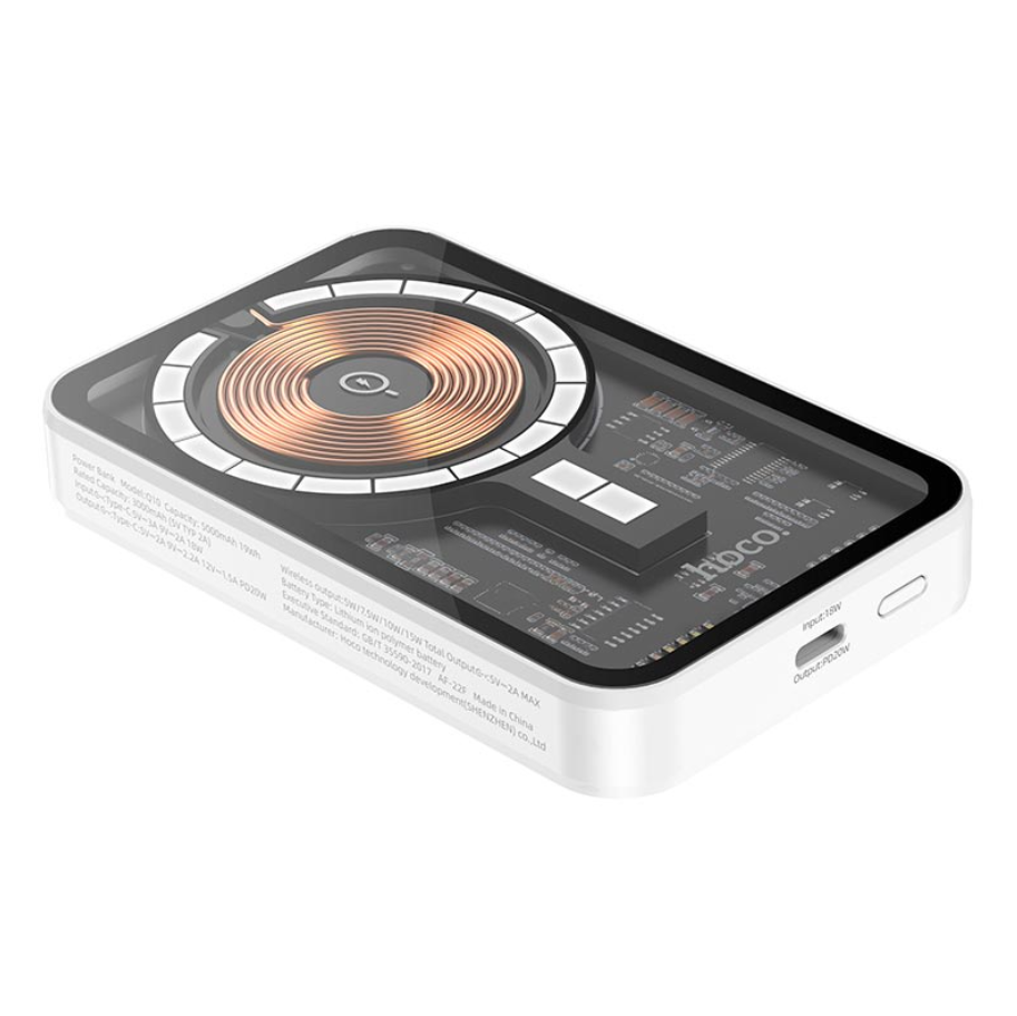 Повербанк накладний Hoco Transparent discovery edition magnetic fast charge Q10 5000 mah 20W Білий (6931474775948) - фото 6