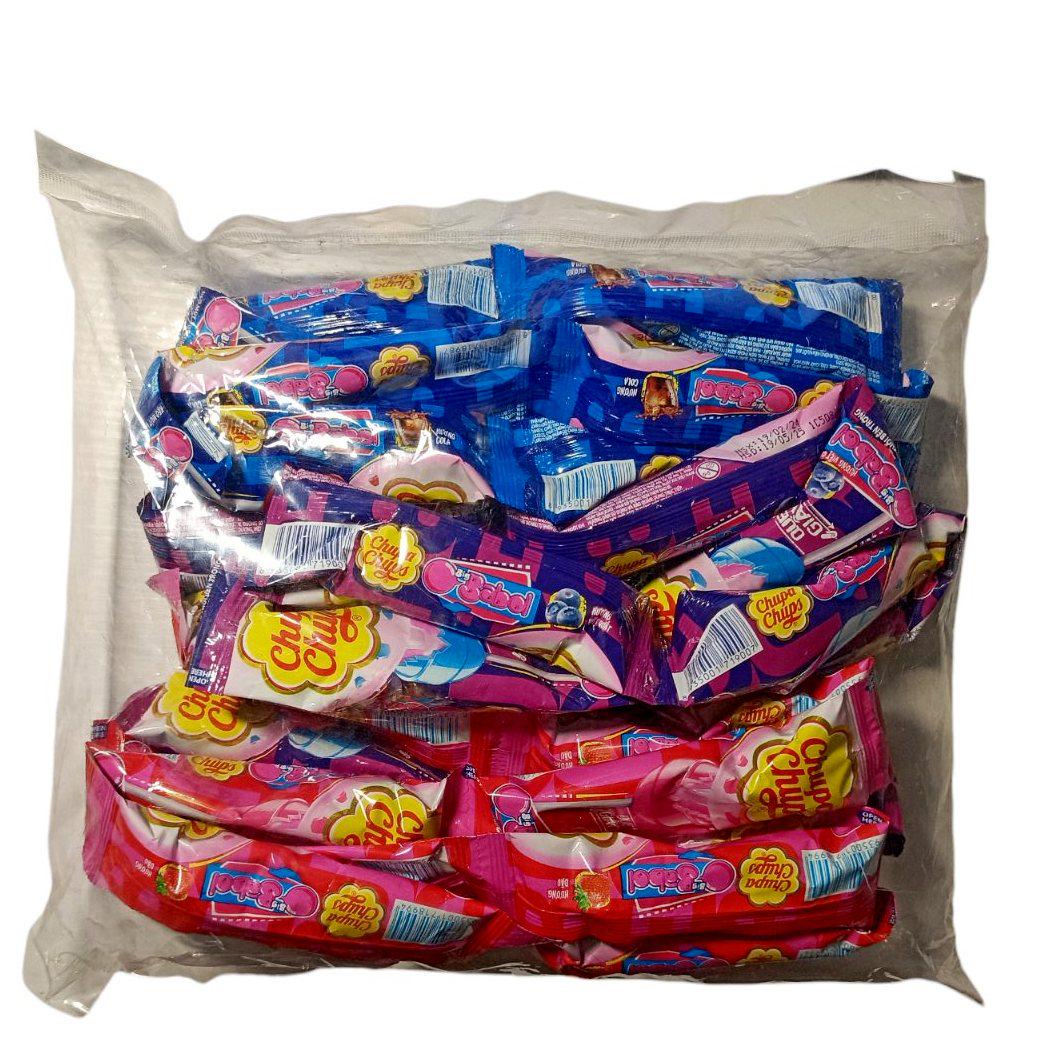 Льодяник Chupa Chups Big Babul з жувальною гумкою 3 смаки полуниці/кола/чорниці 36 шт.. по 12 г (59521)