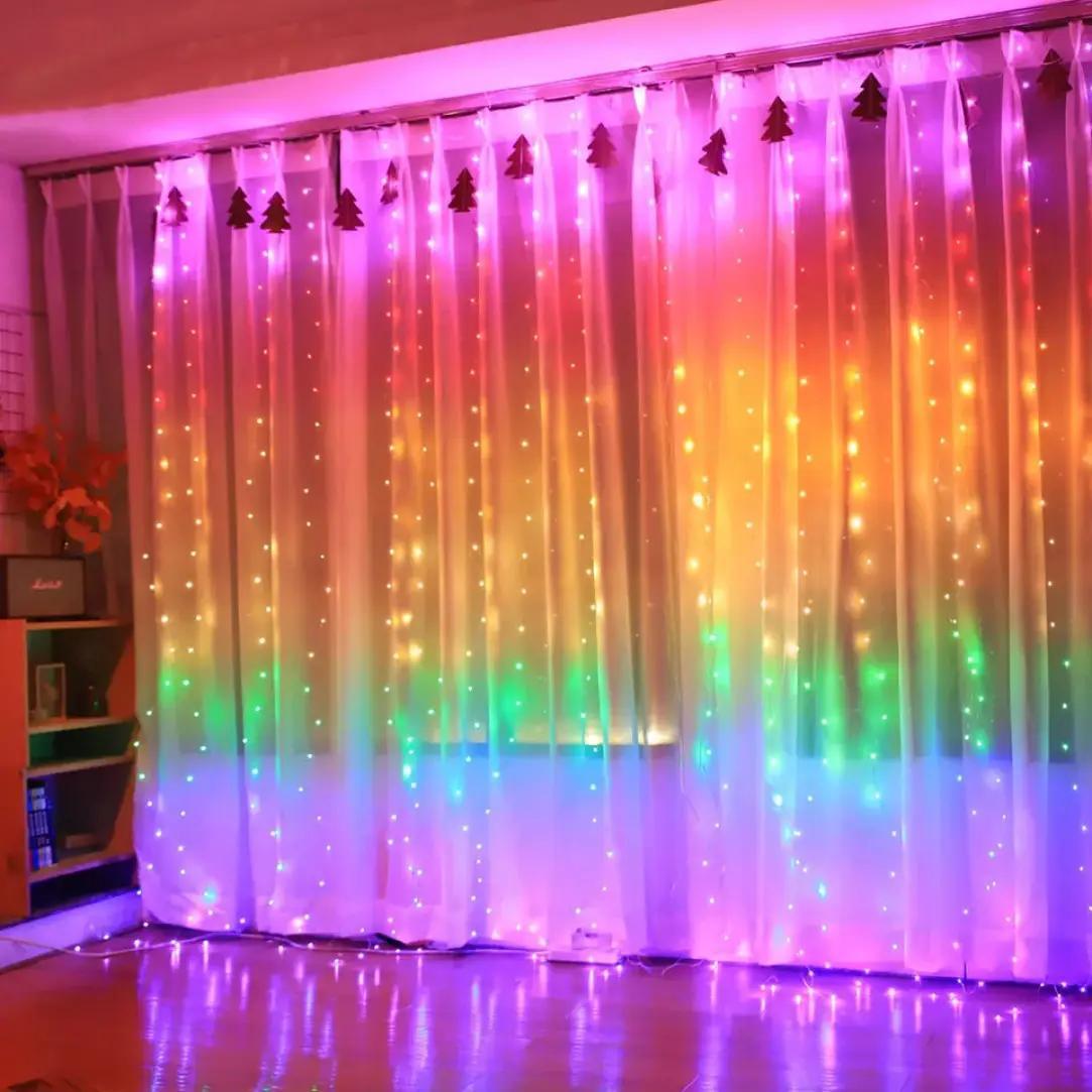 Гирлянда Штора с управлением через телефон или пульт 400 LED 220V 3х3 м (4249)