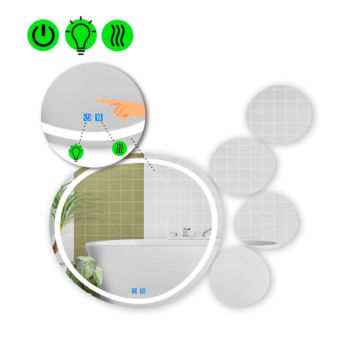 Дзеркало з LED підсвіткою Acqua 1 з двома сенсорами 80x80 см (8738238)