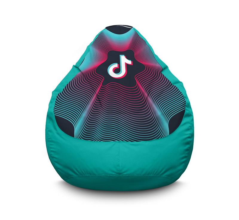 Кресло мешок iPuff Tik Tok Abstract waves Light blue Оксфорд XXL 90х125 см Бирюзовый