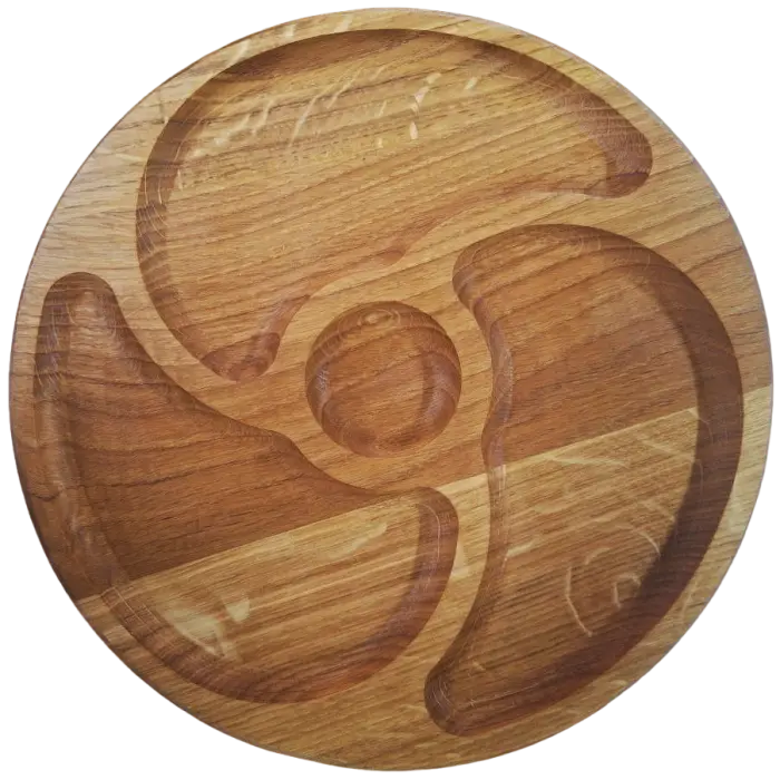 Менажница дубовая круглая с секциями 25 см (32989)