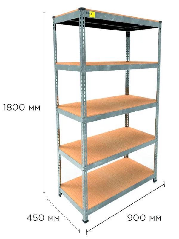 Стелаж металевий поличний MRL-1800 900x450 мм з 5 полицями з навантаженням 500 кг Оцинкований - фото 2