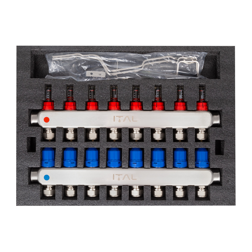 Коллекторный блок с расходомерами ITAL HC1-08 3/4" Ek нержавеющая сталь (SQ-1047073) - фото 3