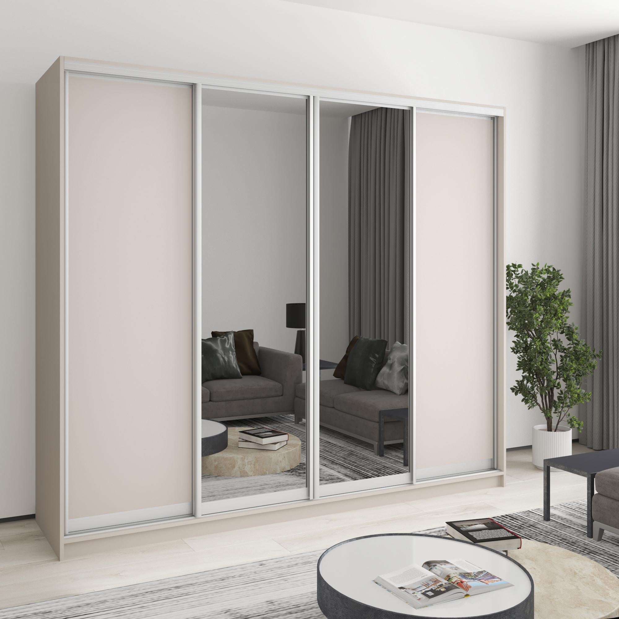 Шкаф-купе четырехдверный MebelStar Комбо AL 2 ДСП/2 зеркала 240x60x210 см Кашемир (MBS-12493)