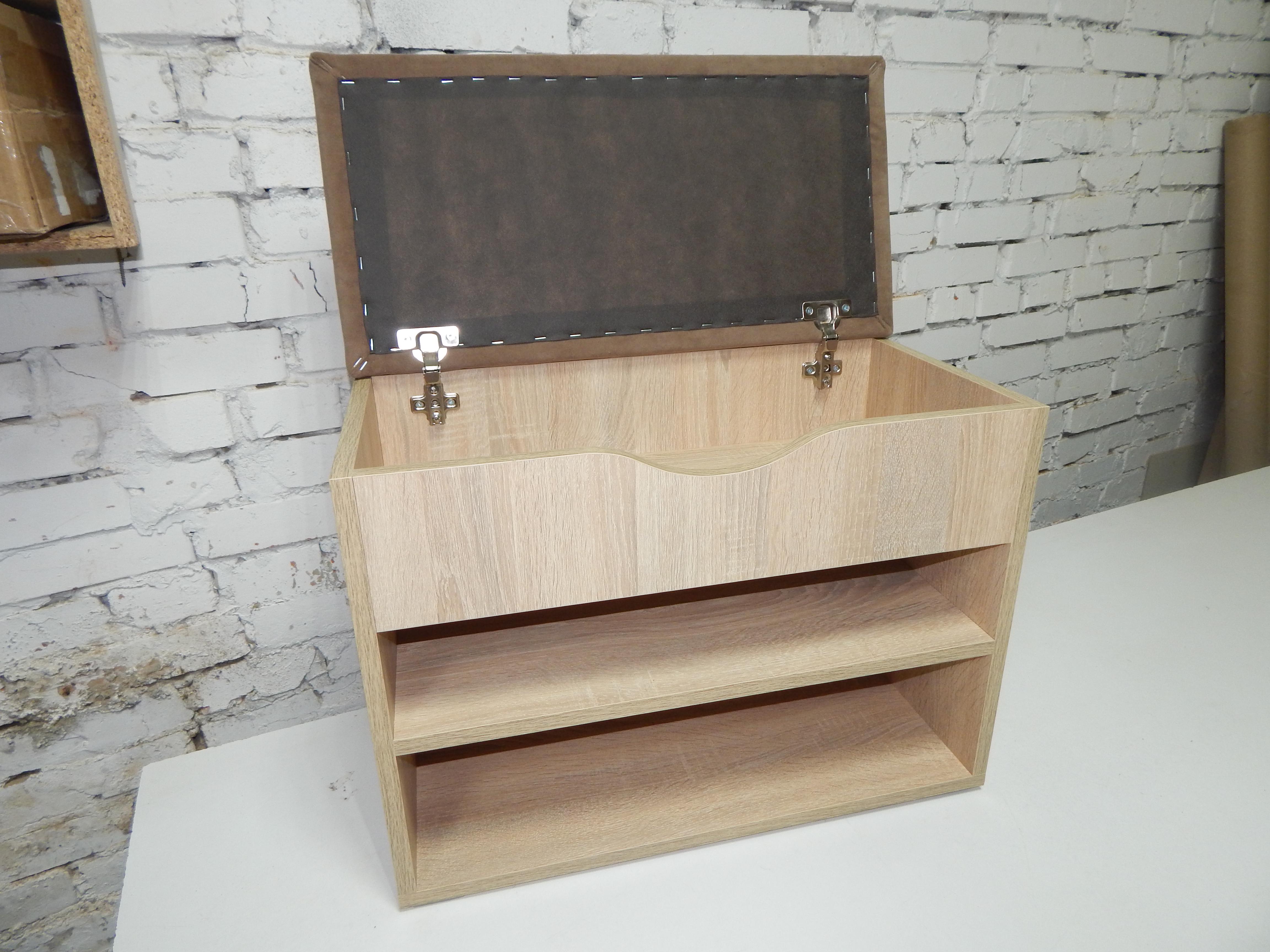 Тумба для взуття ДСП/тканина 30х70х45 см Дуб сонома світлий/Какао - фото 3 Тумба для взуття ДСП/тканина 30х70х45 см Дуб сонома світлий/Какао - фото 3