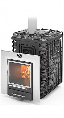 Дровяная печь для бани и сауны Теплодар Сибирский Утес-Панорама 20 ЛП профи с ГЛП