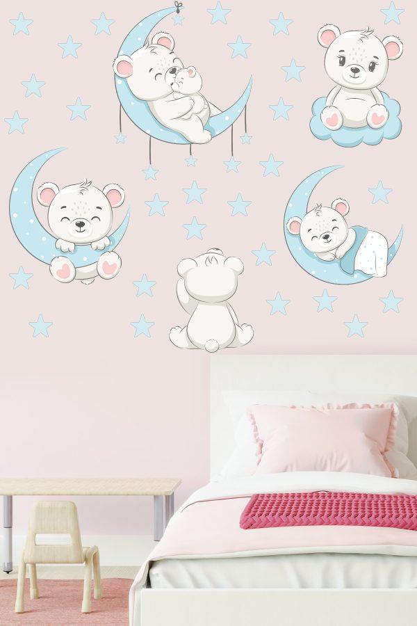 Набір наклейок декоративні Ведмедики в дитячу кімнату 30х90 см Білий Набір наклейок декоративні Ведмедики в дитячу кімнату 30х90 см Білий