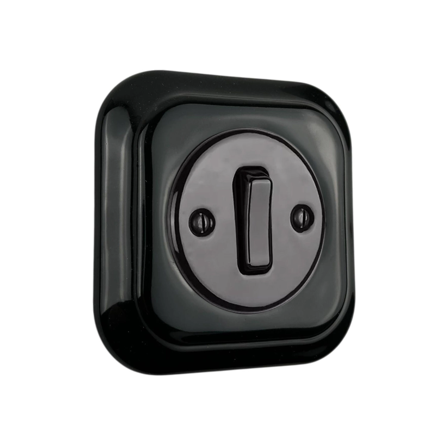 Керамічний вимикач Keruida 1-клавішний прихованого монтажу з квадратною керамічною рамкою Чорний