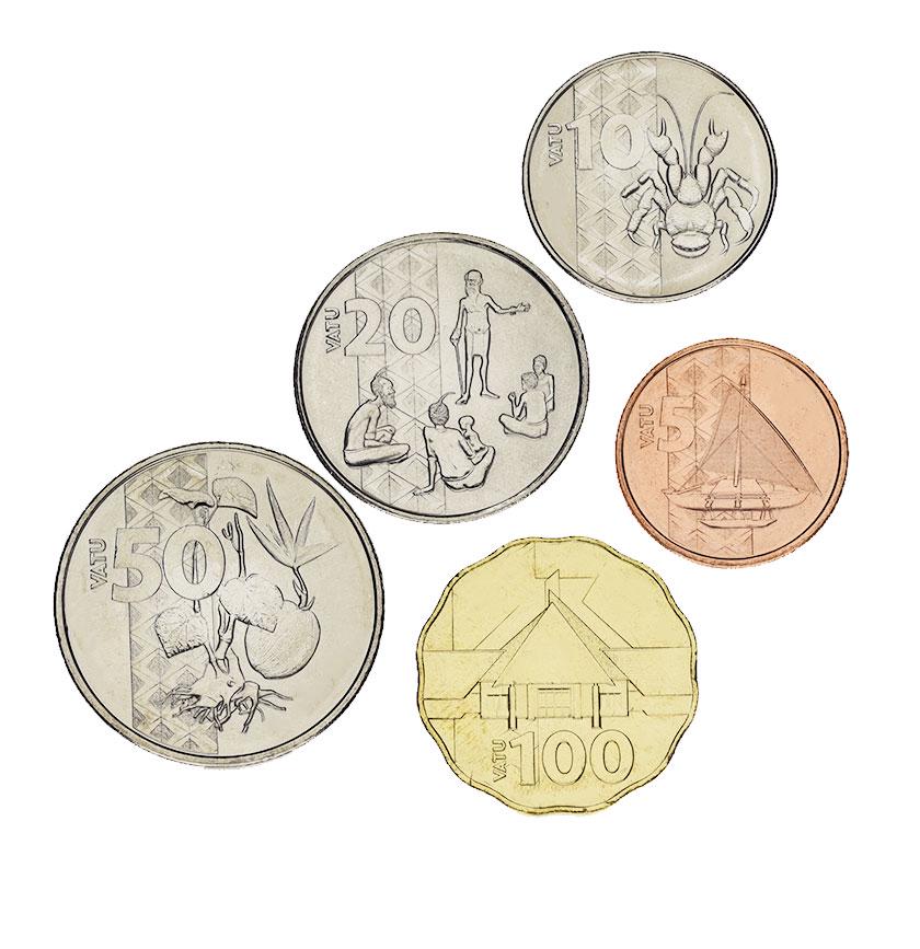 Коллекционные монеты Вануату 5 шт. 2015 UNC 5/10/20/50/100 вату (М04392)
