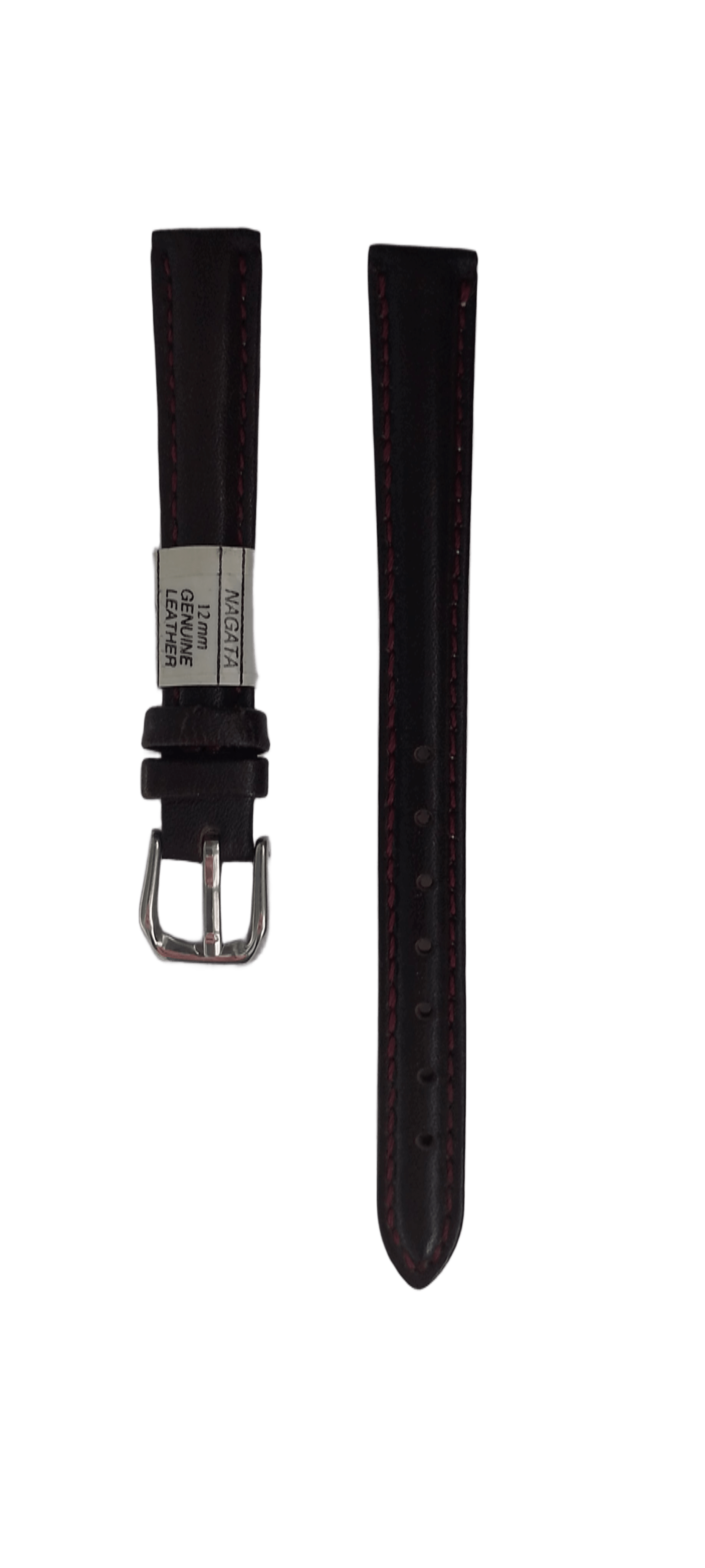 Ремешок для часов кожаный гладкий 12х165 мм Коричневый (2450J)