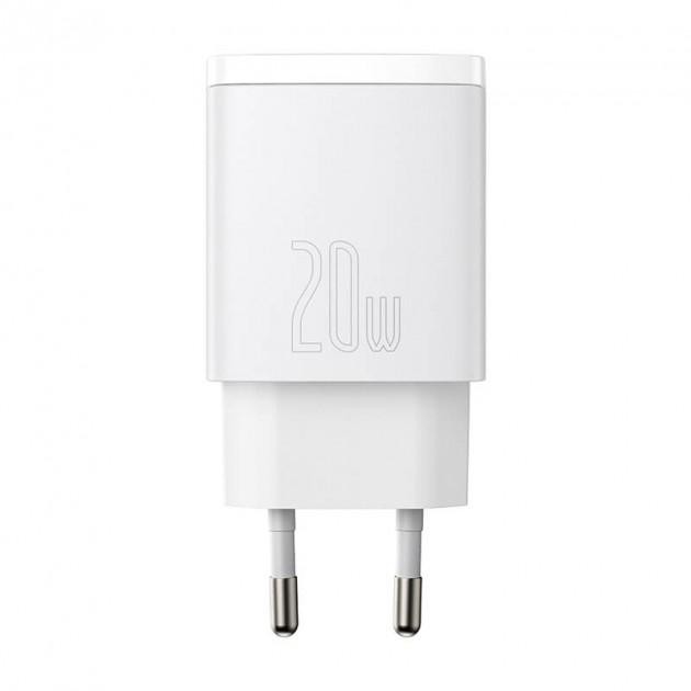 Зарядний мережевий пристрій Baseus CCXJ-B02 Compact Quick Charger PD+QC3.0 20 W 1USB 3A White - фото 2