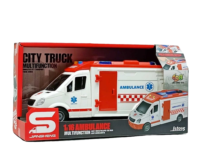 Машинка инерционная Скорая помощь JS126 световые и звуковые эффекты (JS126/5,9) Машинка инерционная Скорая помощь JS126 световые и звуковые эффекты (JS126/5,9)