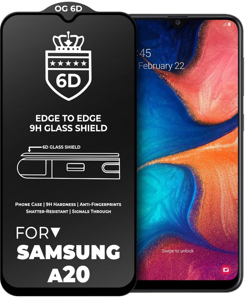 Защитное стекло 6D OG Crown для Samsung Galaxy A20 A205 Black (19022)