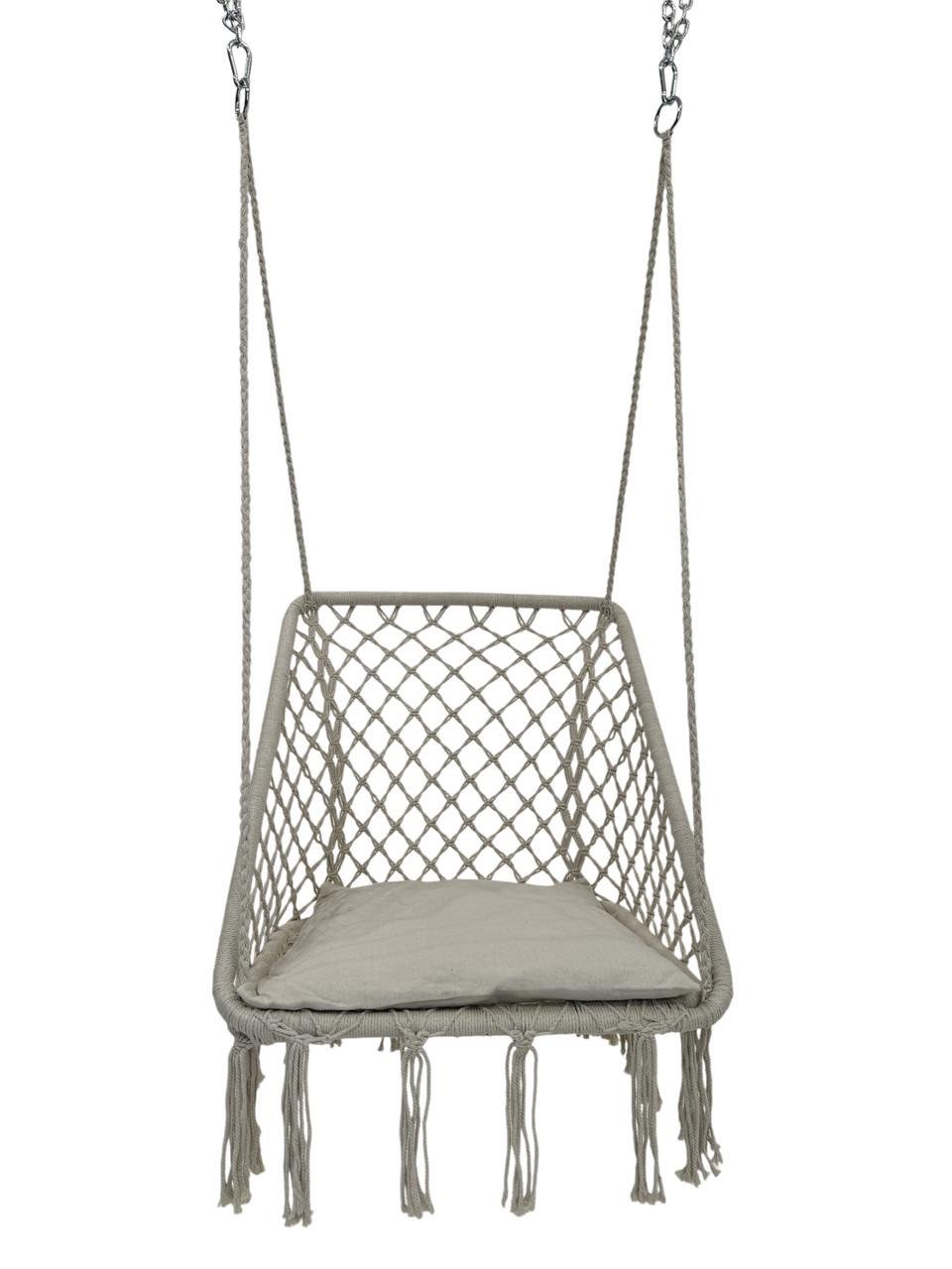 Крісло-гойдалка підвісна WCG Плетена квадратна з м’якою подушкою Білий (2689017148) - фото 3