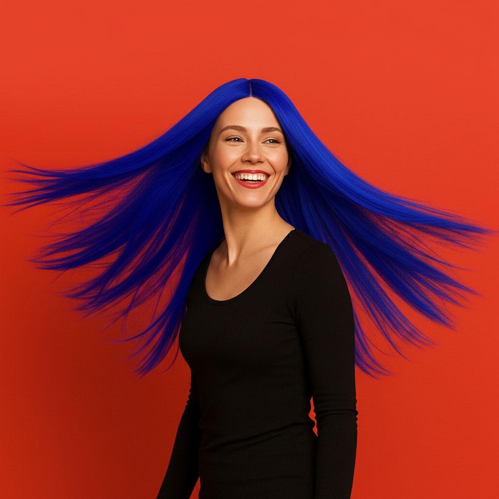 Перука жіноча аніме пряме волосся без чубчика 70 см Блакитний (K0862-5)