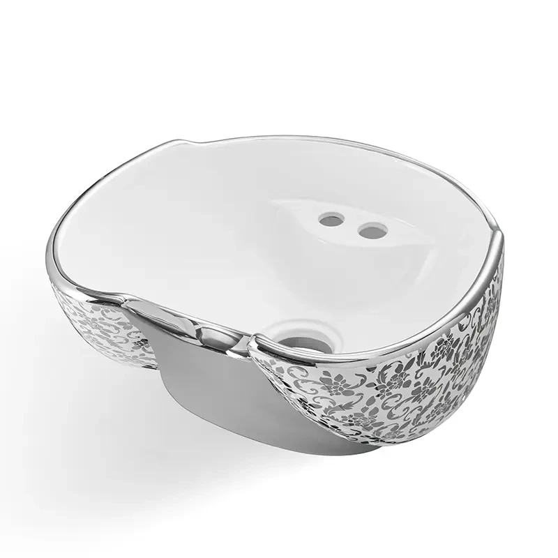 Раковина к парикмахерской мойке ДенІС professional Лилия Белая 013 керамическая Серебряный (1520593923)