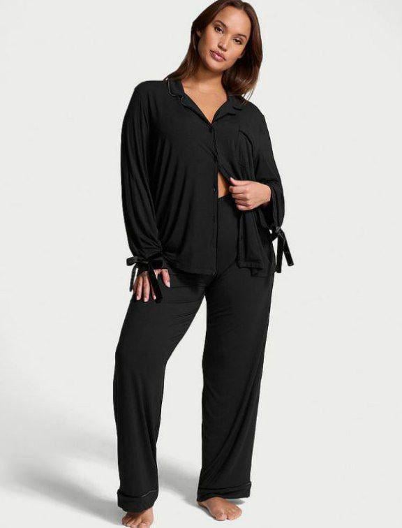 Піжама модал сорочка/штани Victoria's Secret Modal Soft Velvet-TriLong M Pajama Set М Чорний (26811419D)