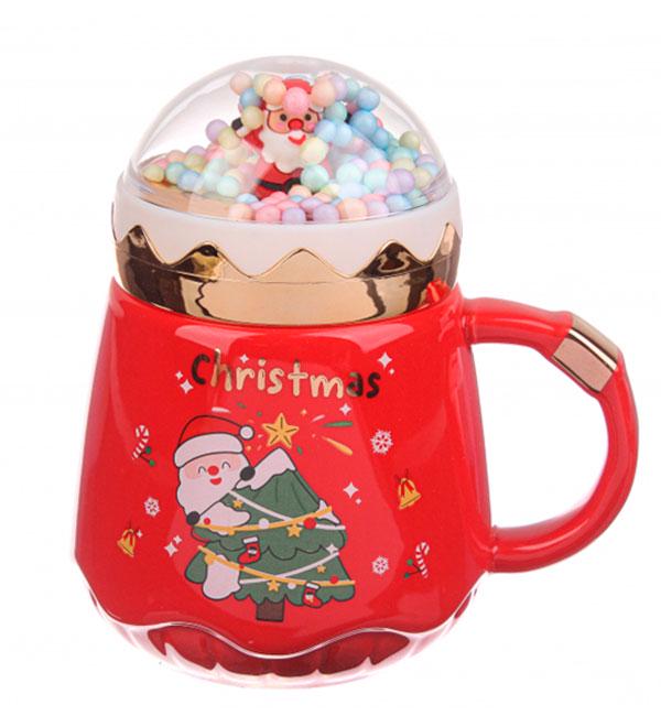 Кружка новогодняя Santa с ложкой керамика 400 мл Красный (414809) Кружка новогодняя Santa с ложкой керамика 400 мл Красный (414809)